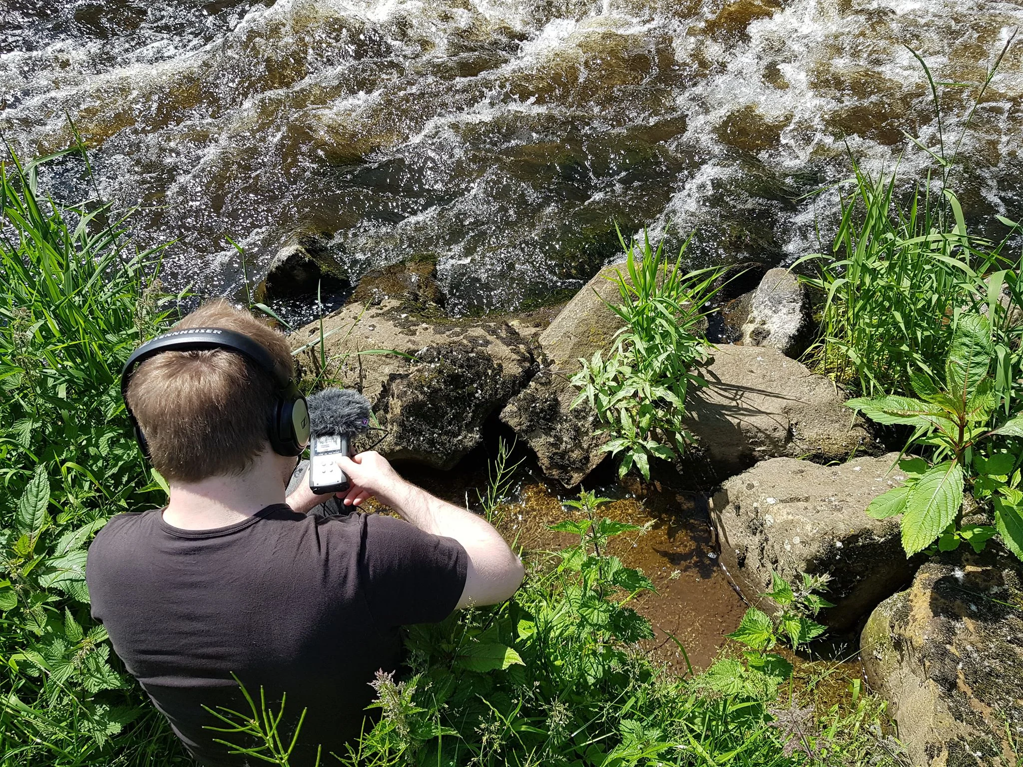 After a bit of a precarious climb down the side of the canal bank, we were able to get some good close-up sounds from the river as well.
