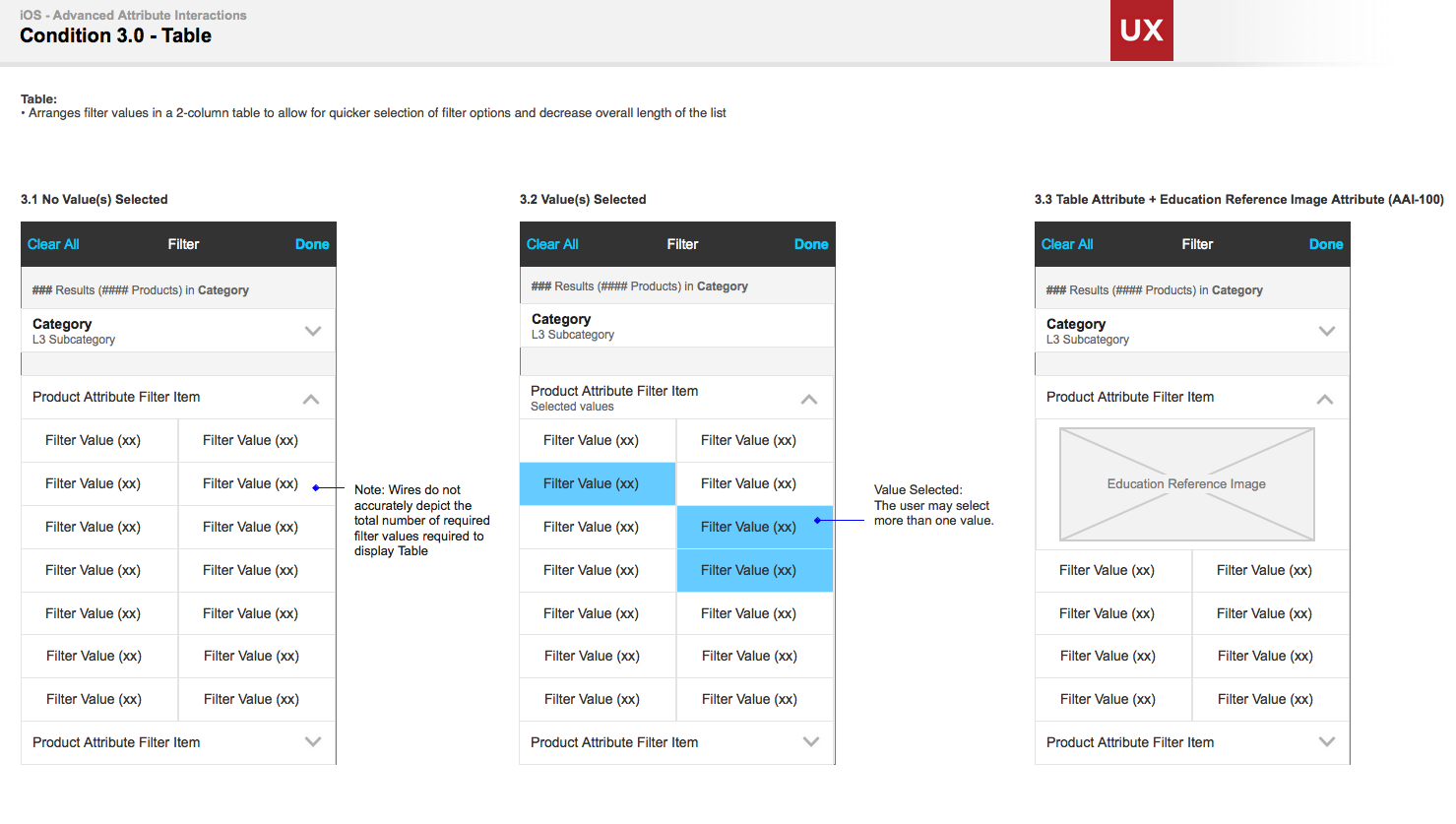 Excepts from Filter Enhancements Functional and Interaction Specs (Search and Table Layout)