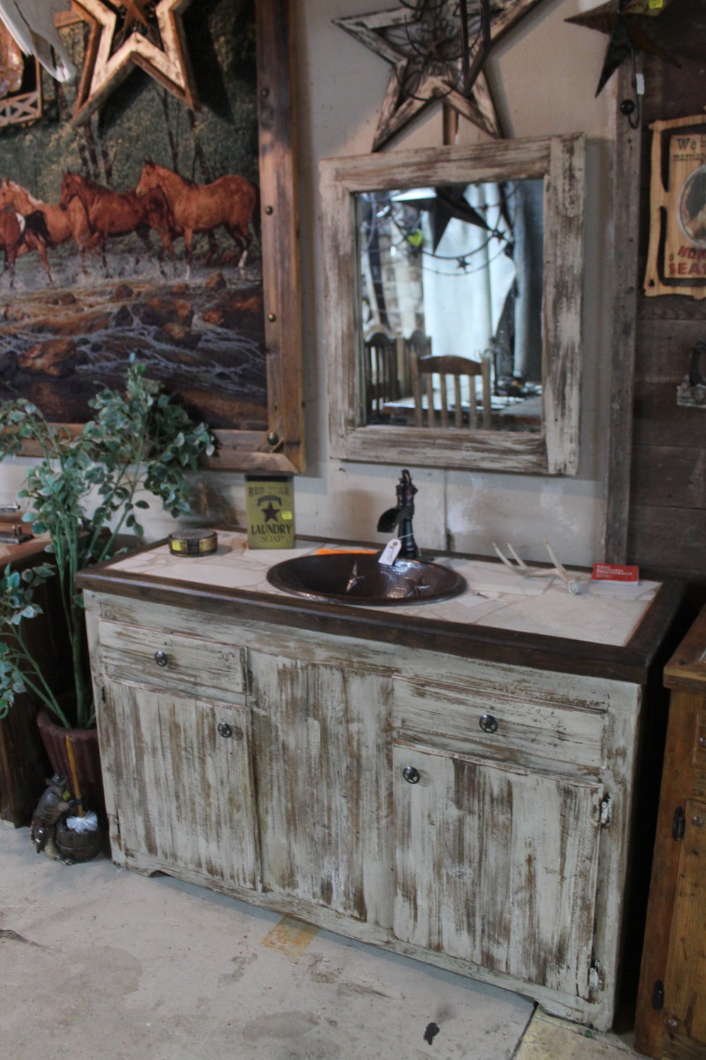 whitwash distressed vanity for bathroom — frontier rustic store