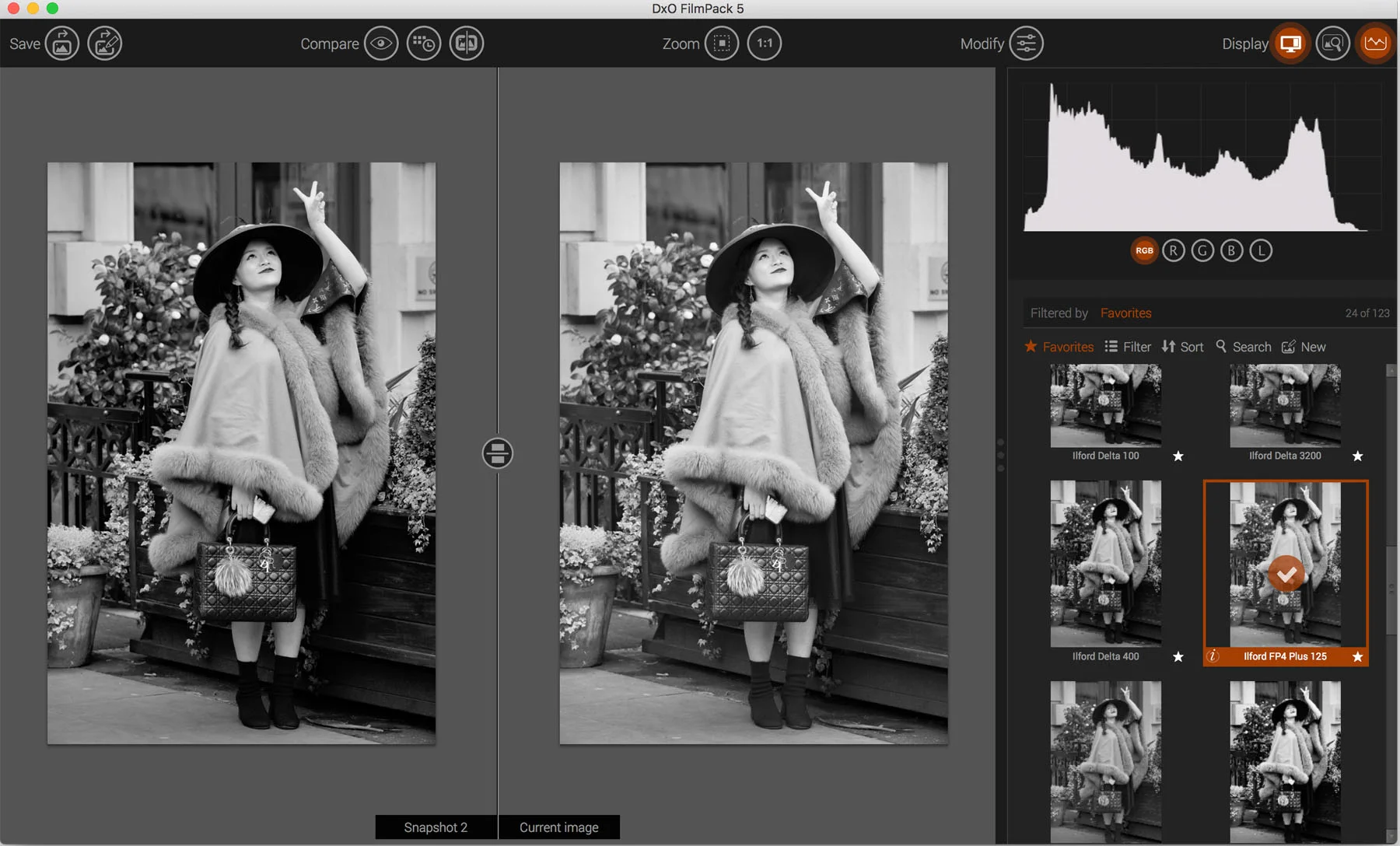 Monochrome Conversion Using DxO FilmPack 5 Left: Agfa Scala 200x Right: Ilford FP4 Plus 125 Profile