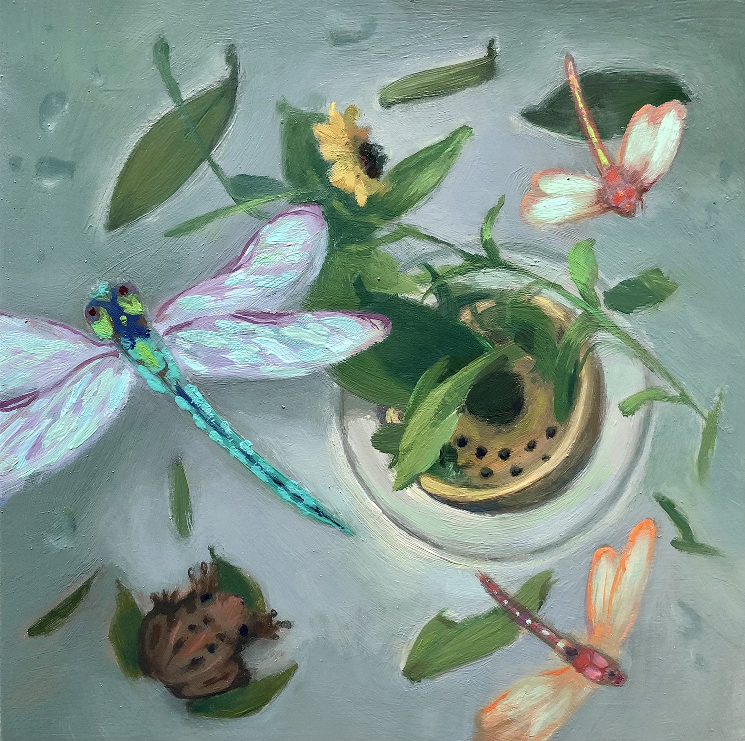 "Dragonflies and Dreams," 8 x 8" oil on panel