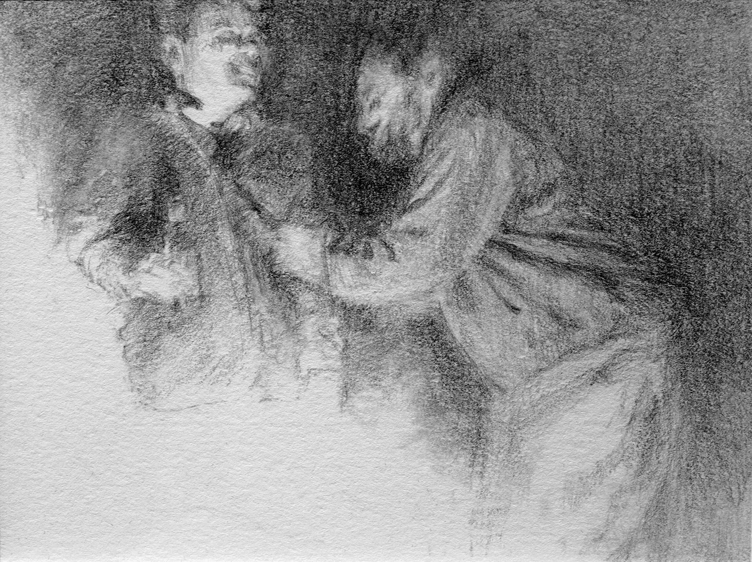 "Telling the Story," 4 x 5," Graphite