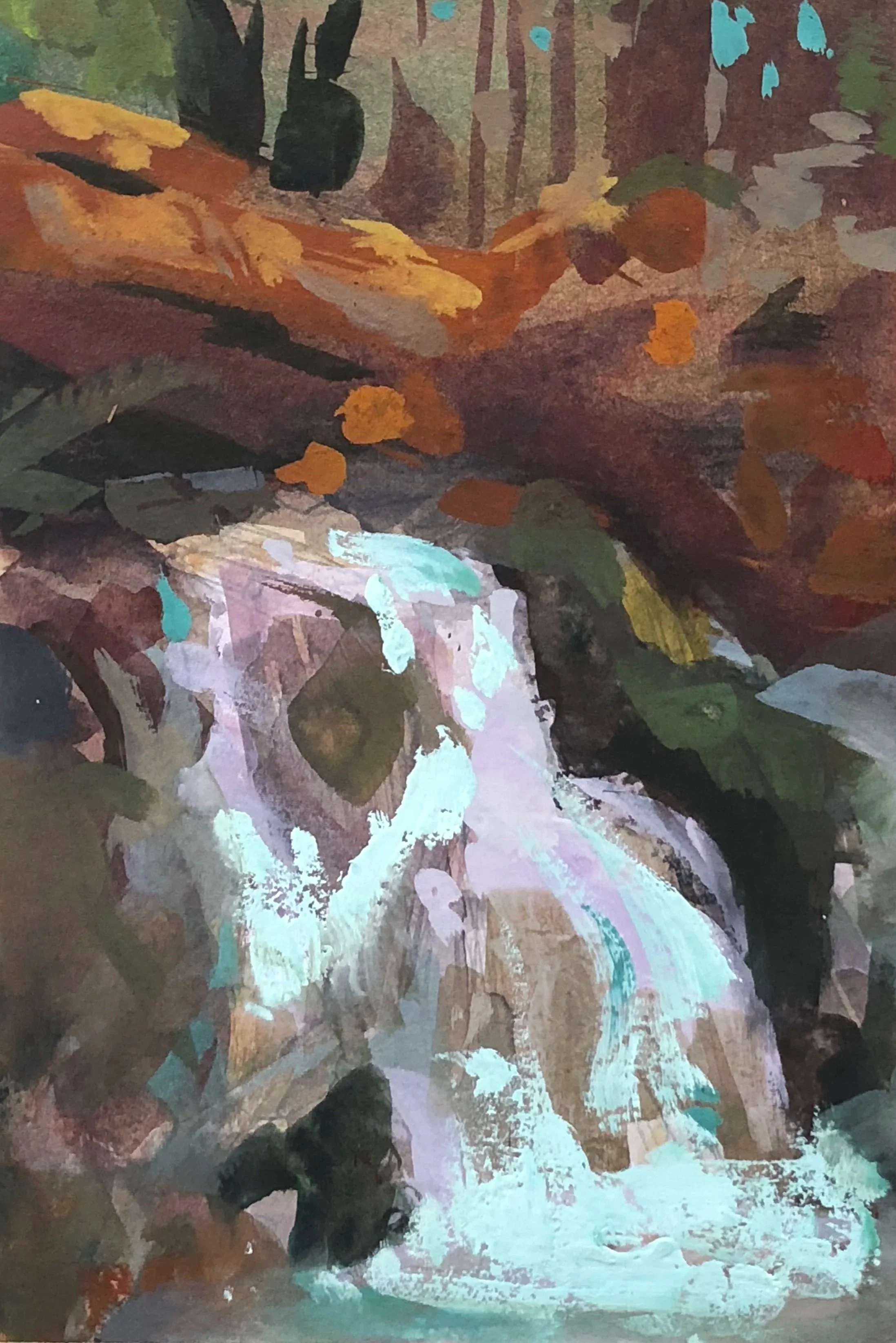 "Waterfall, Orcas Island," 4 x 3"