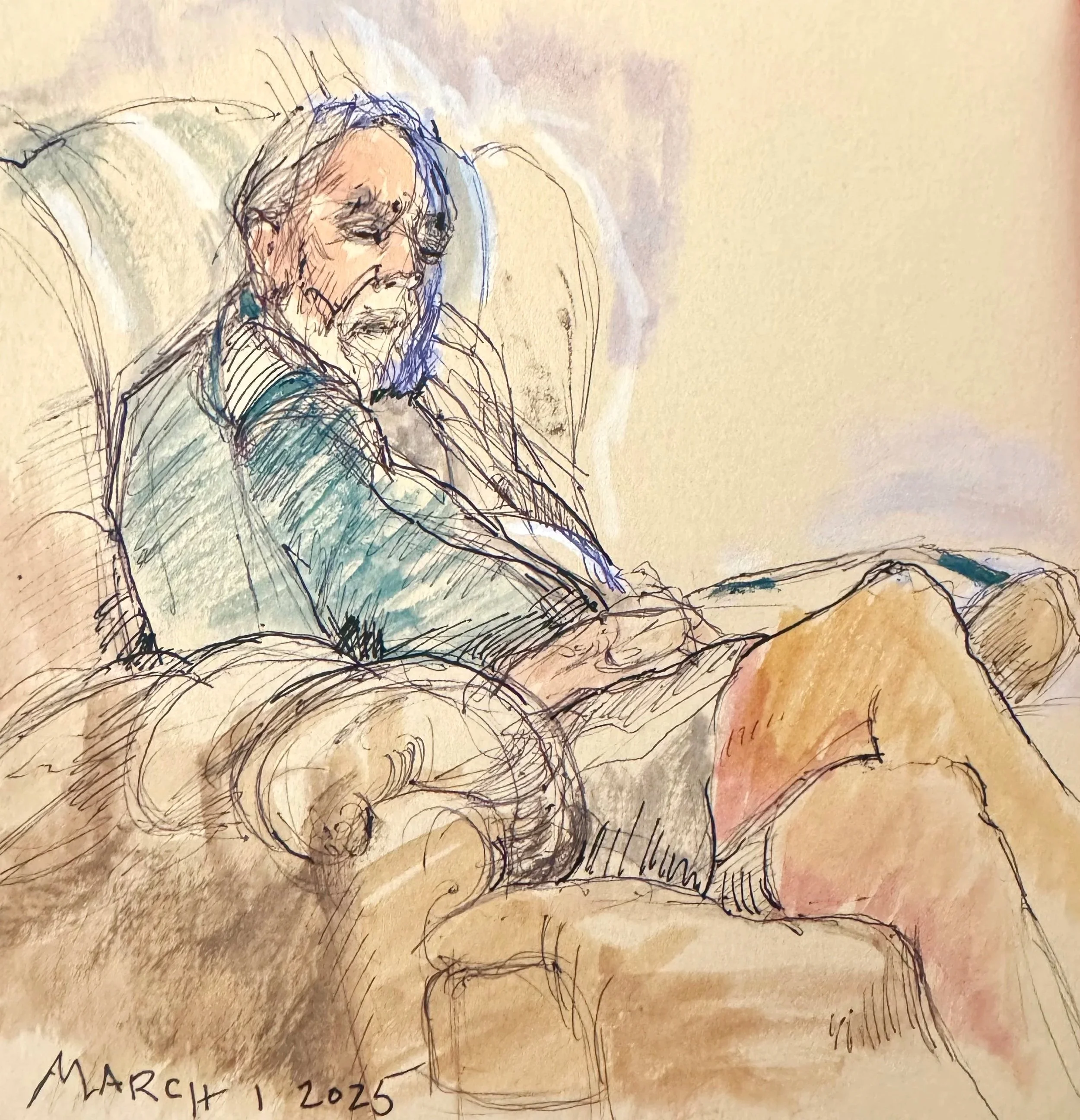 Dad, 03.01.25 , 6 x 4", Ink and Watercolor