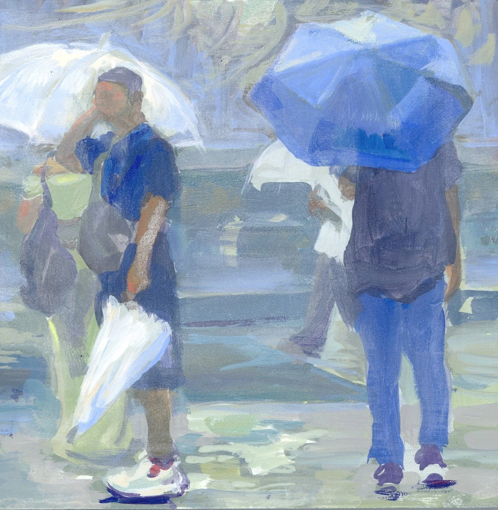 Rainy Day: Kamakura , 8 x 8", oil on panel