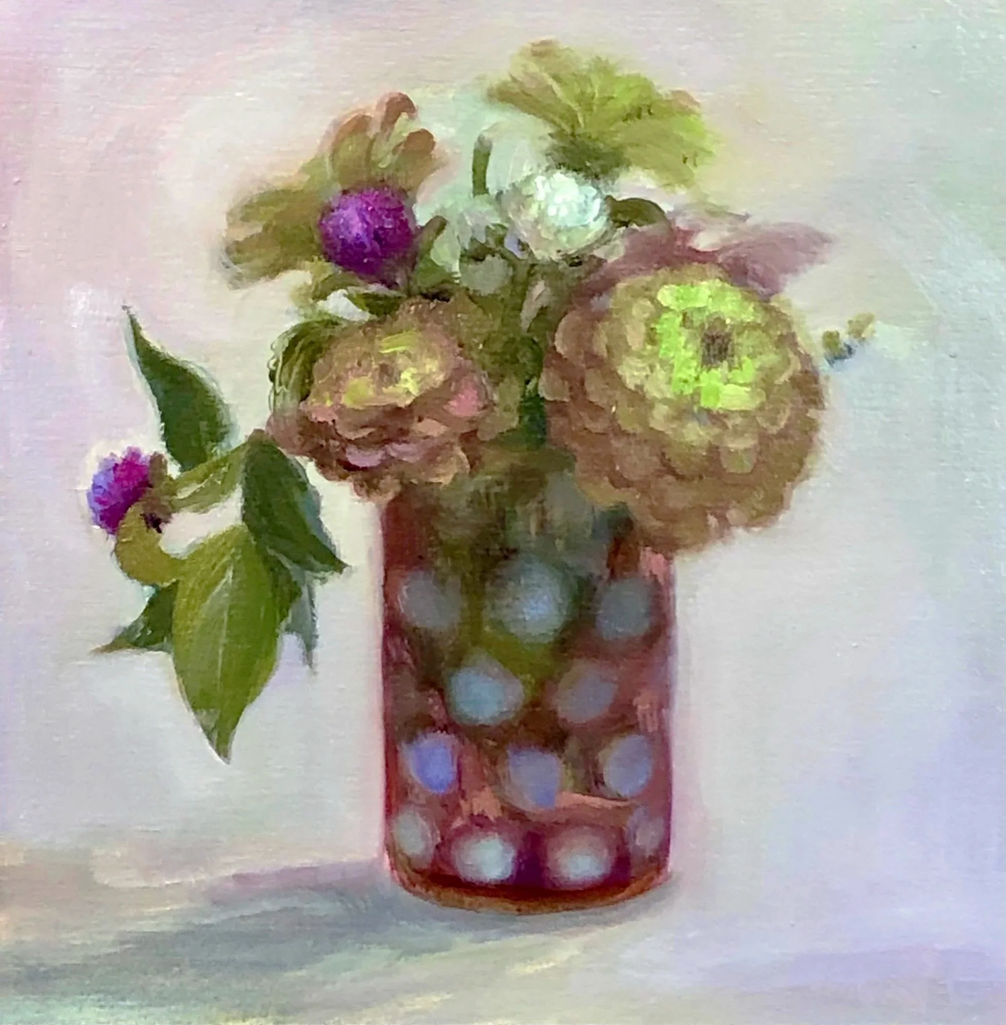 Pink and White , 8 x 8", oil on panel