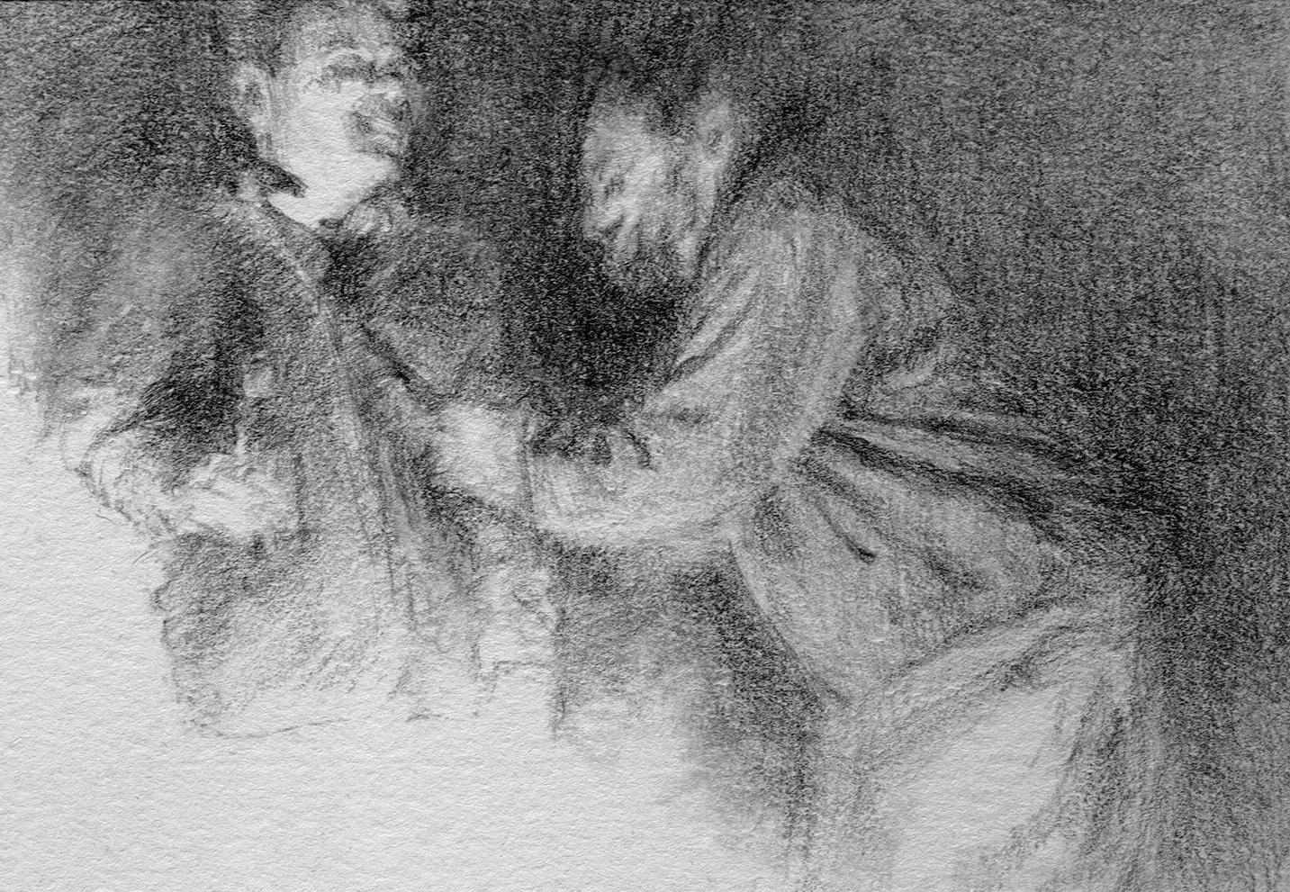 Telling the Story , 4 x 5", graphite on paper