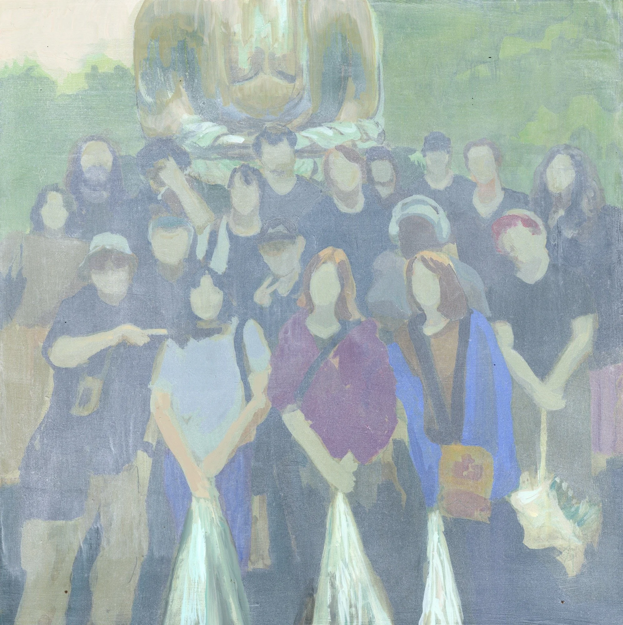 Group Photo: Kamakura , 12 x 12", oil on panel