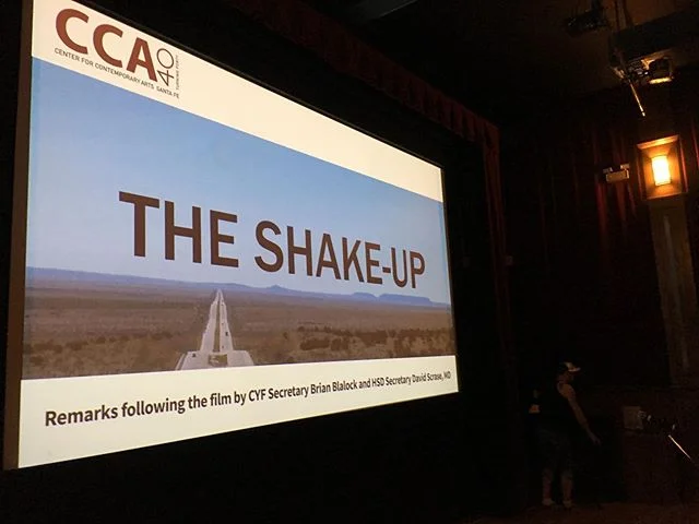 Last night The Shake-Up was screened at @ccasantafe in Santa Fe thanks to a sponsorship by Restoring Hope for New Mexico Youth, a program seeking donations for therapeutic intervention services for kids. After the film, two NM cabinet secretaries spoke on the challenges going forward in making behavioral healthcare better in the state. It was an honor to be able to participate in a community seeking a better future.