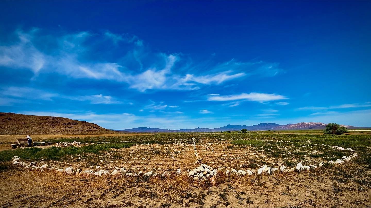 Sunday Afternoon Fly Ranch Labyrinth Walk, Hualapai Valley, NV, USA, Earth-Home.