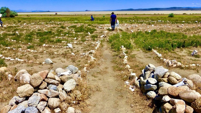 Sunday Afternoon Fly Ranch Labyrinth Walk, Hualapai Valley, NV, USA, Earth-Home.