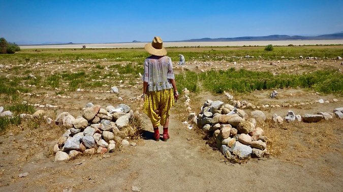 Sunday Afternoon Fly Ranch Labyrinth Walk, Hualapai Valley, NV, USA, Earth-Home.