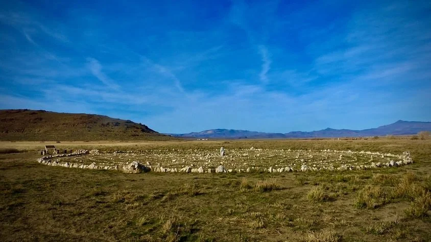 Sunday Afternoon Fly Ranch Labyrinth Walk, Hualapai Valley, NV, USA, Earth-Home.