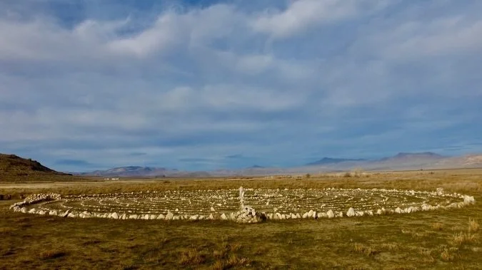 Sunday Afternoon Fly Ranch Labyrinth Walk, Hualpai Valley, NV, USA, Earth-Home.