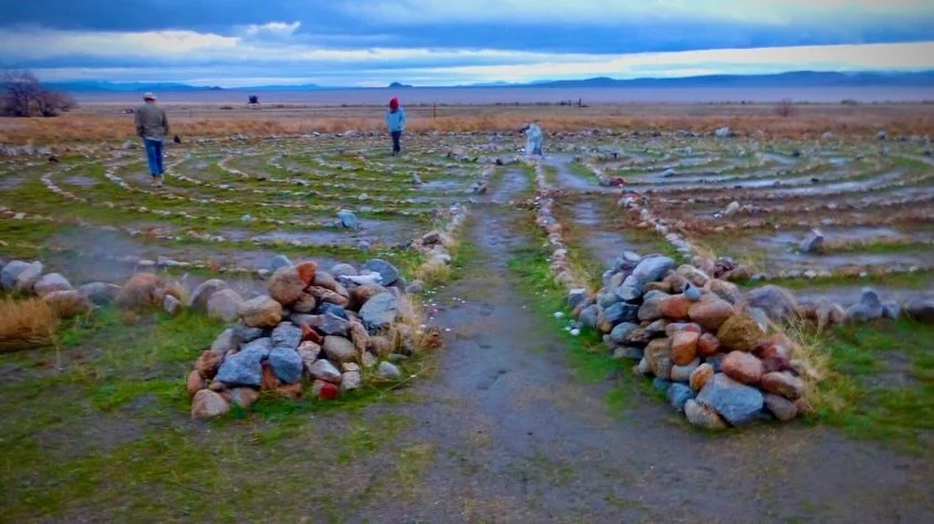 Hibernal Solstice Sunrise Fly Ranch Labyrinth Walk, Hualapai Valley, NV, USA, Earth-Home.