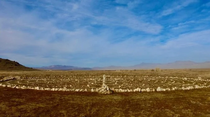 Sunday Afternoon Fly Ranch Labyrinth Walk, Hualapai Valley, NV, USA, Earth-Home.