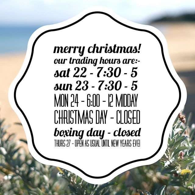 Can&rsquo;t believe it&rsquo;s 4 Sleeps till Christmas! 😬🤪🙃 Just a quick heads up on our trading hours over the weekend for those of you picking up orders or getting last minute preparations done... We are open as usual between Chrissy and New Yea
