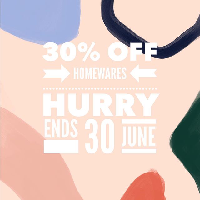 EOFY Time!! Hurry in and grab a bargain with 30% off all Homewares including current Le Creuset stock. Hurry... Sale ends 30 June 19 or until sold out!