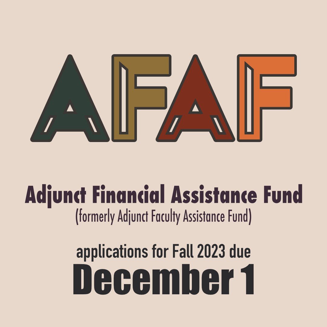 Fall term is nearing its end 🍂🌬🧣☕️, which means that we have benefits applications deadlines approaching!

Be sure to get your applications in for PSUFA's Adjunct Financial Assistance Fund (AFAF) by December 1st. ⏳

Find more details at psufa.org/