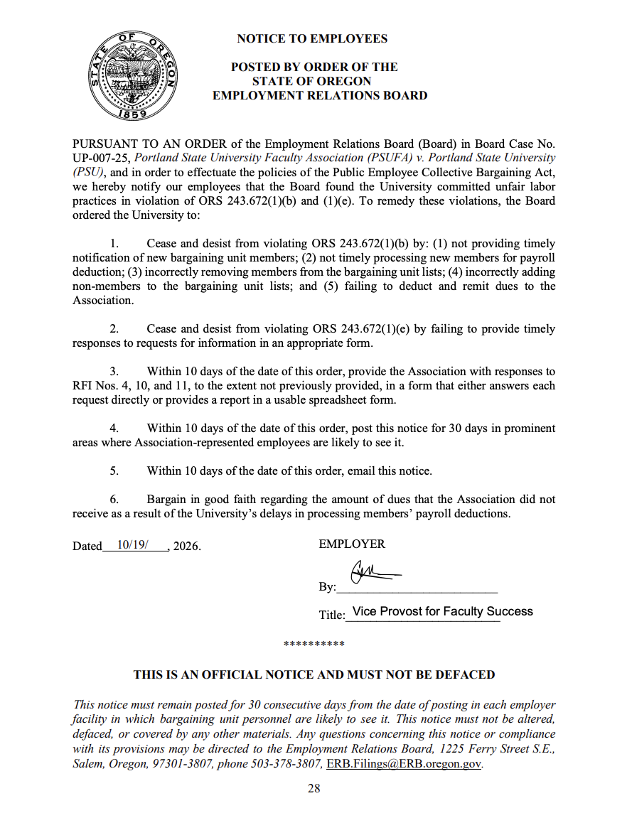 Image of official notice. See link to notice below for full screen-readable document.