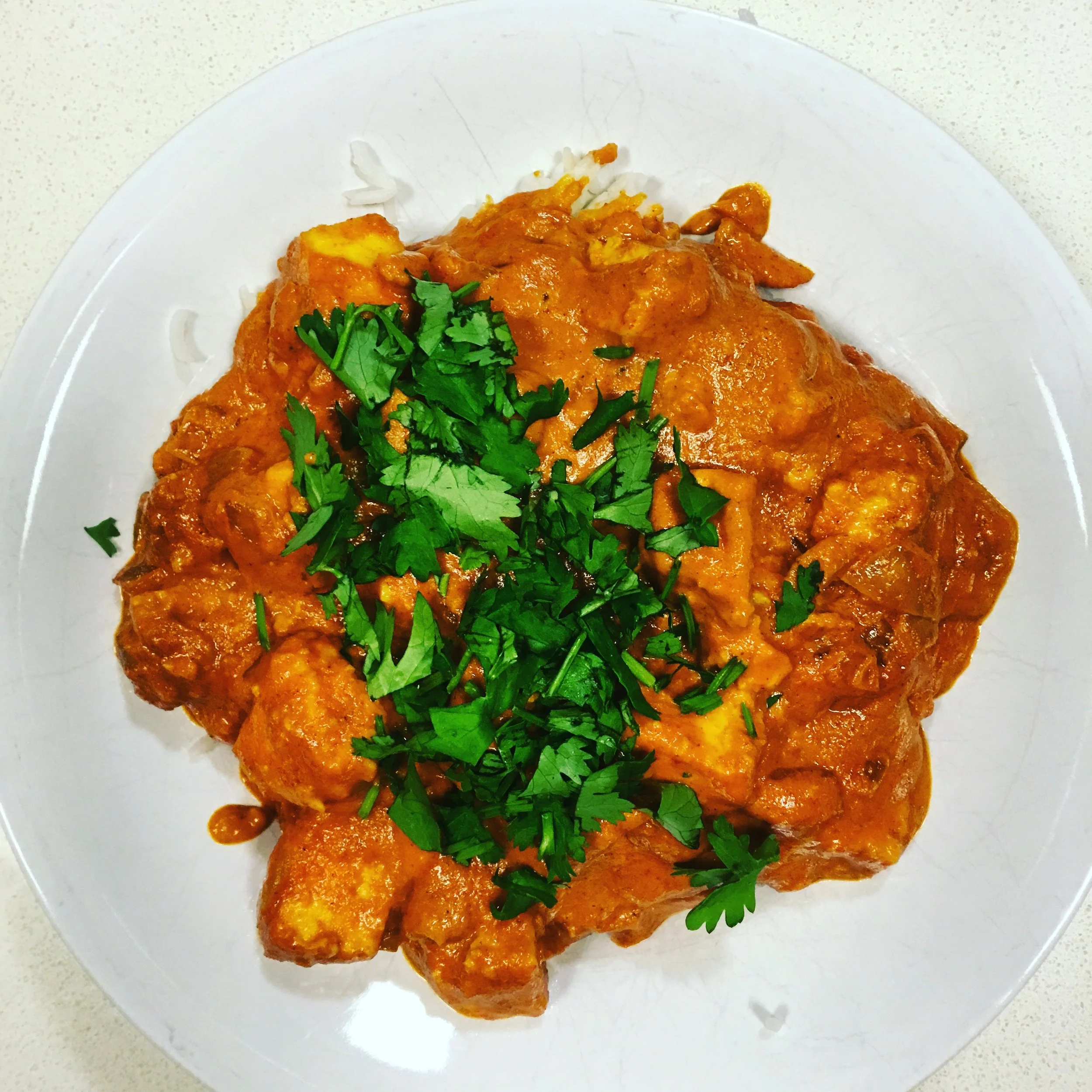 Curry Stand Tikka Masala , made vegetarian by subbing paneer for the chicken in the recipe