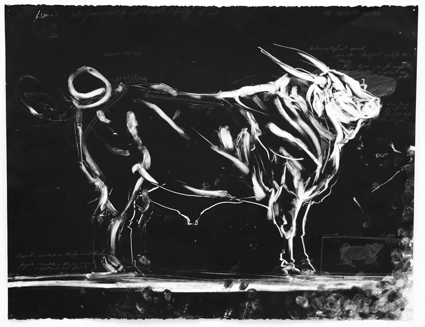 Bull Sketch. 2016. Monotype and crayon on Canson paper. 60 x 84 CM. AVAILABLE. &nbsp;