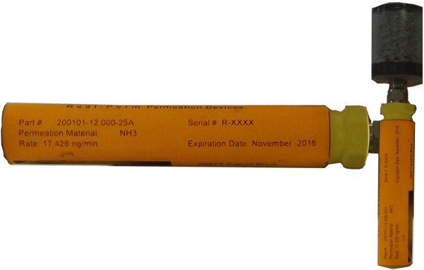 Ammonia permeation tube for use in the Real-Perm Calibrators