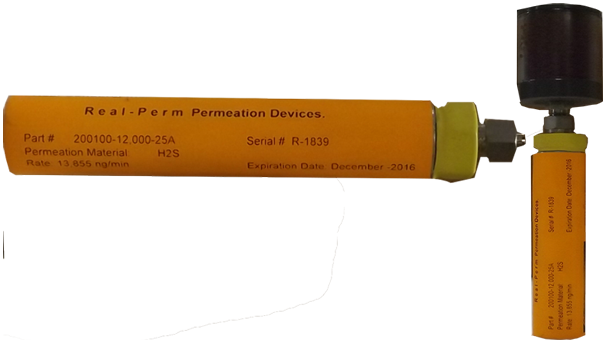 Hydrogen sulfide permeation tube for use in the Real-Perm Calibrators