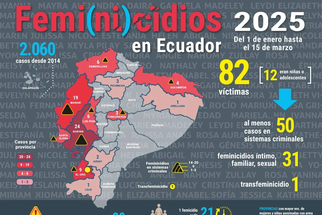 82 feminicidios en Ecuador: las cifras que el Estado ignora