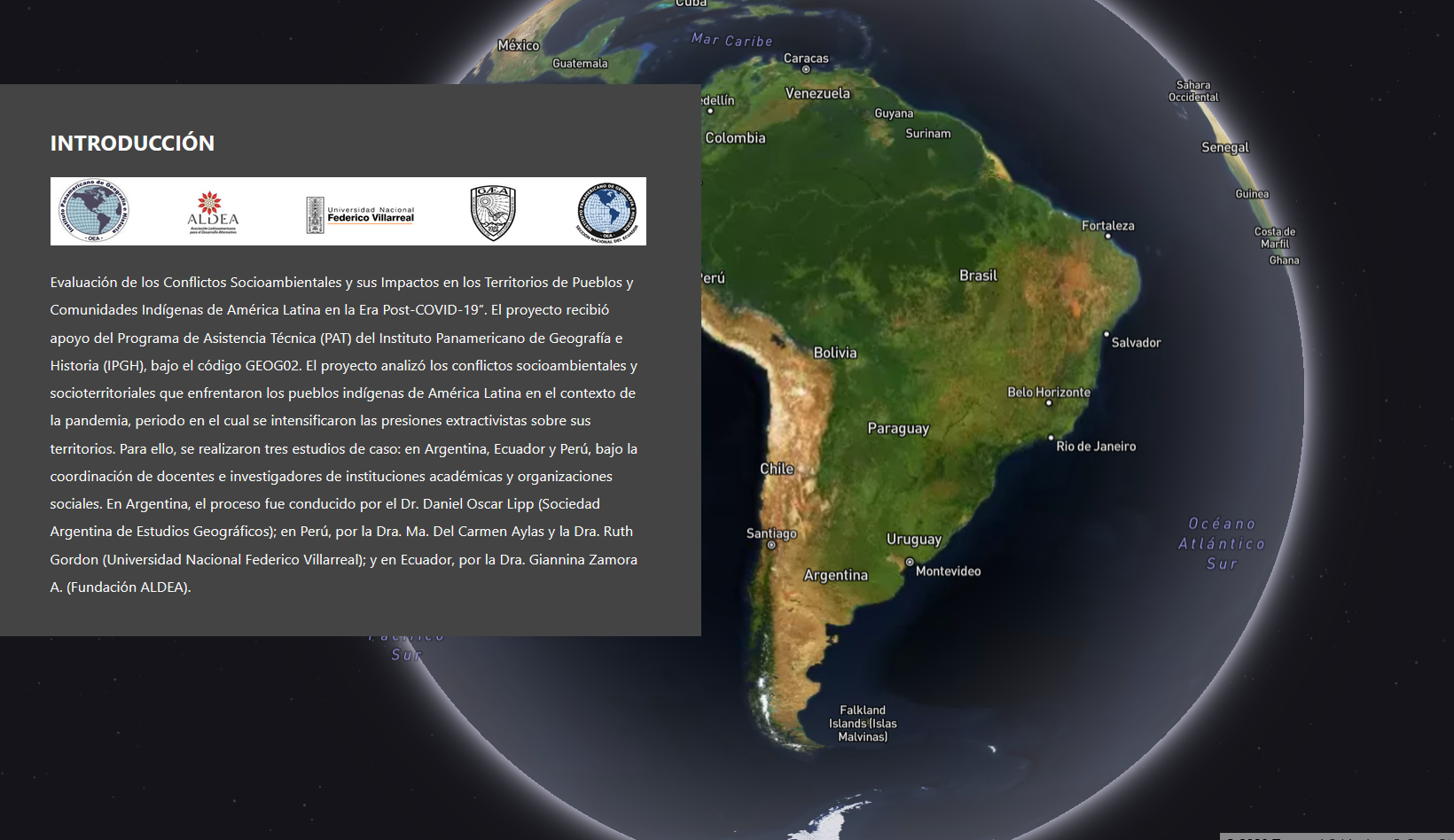 Mapa "Territorios indígenas y conflictos socioambientales en América Latina"