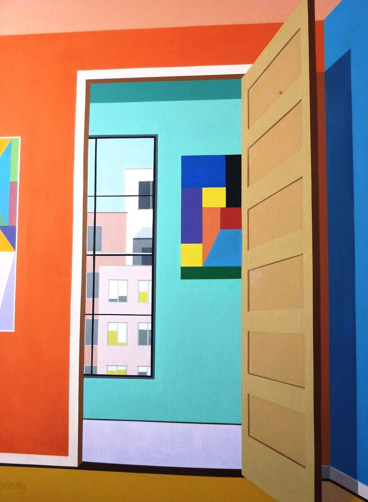 A City View with Abstract Art