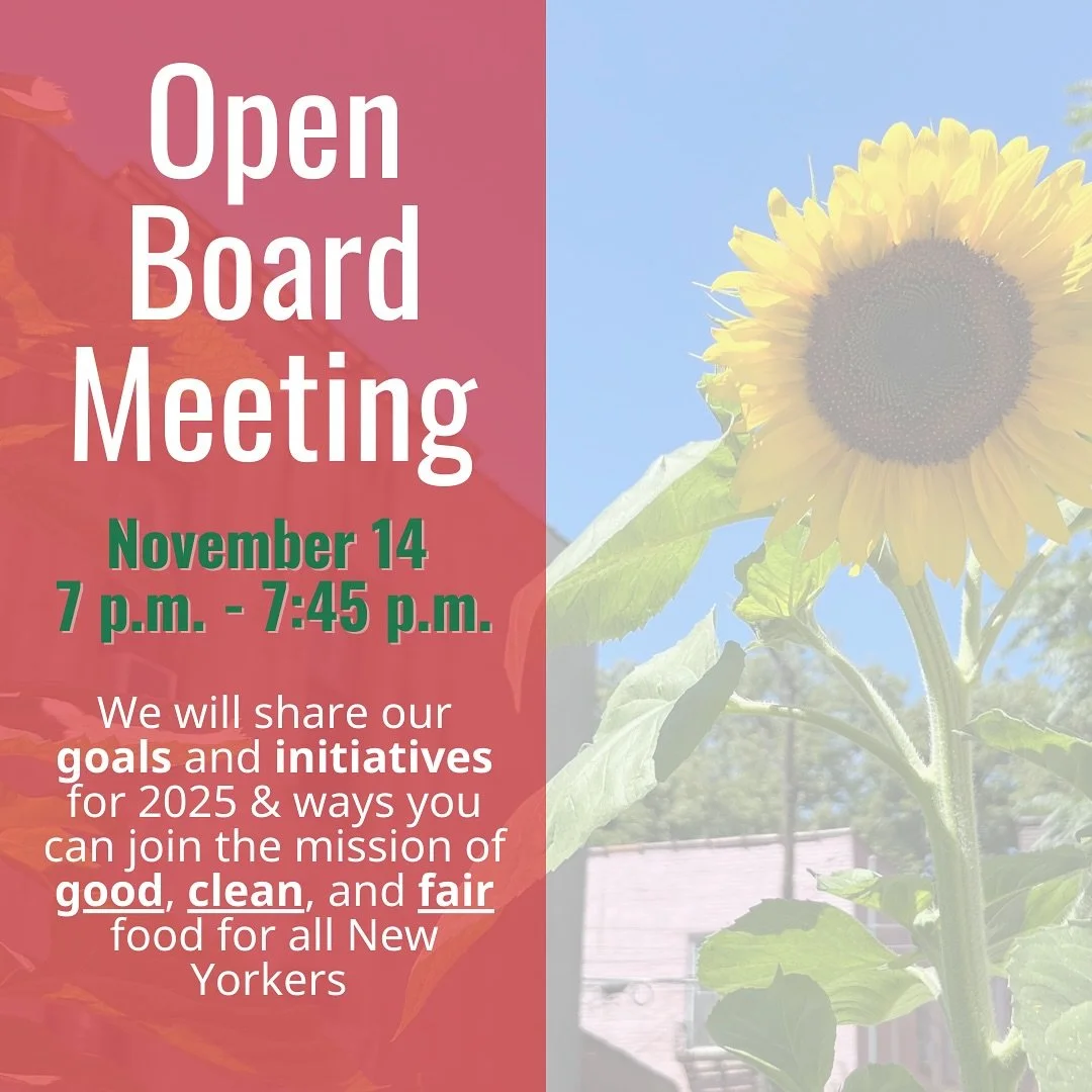 Join the Slow Food NYC Board for our annual open meeting! We&rsquo;ll present all of the work we&rsquo;ve done this year, share our goals and initiatives for 2025, and leave plenty of time for questions. 

It&rsquo;s a great way to learn about all th