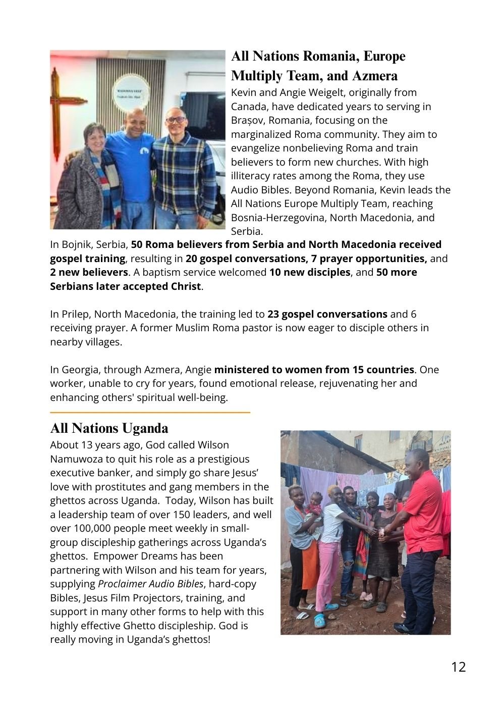 All Nations ministry - Romania and Europe