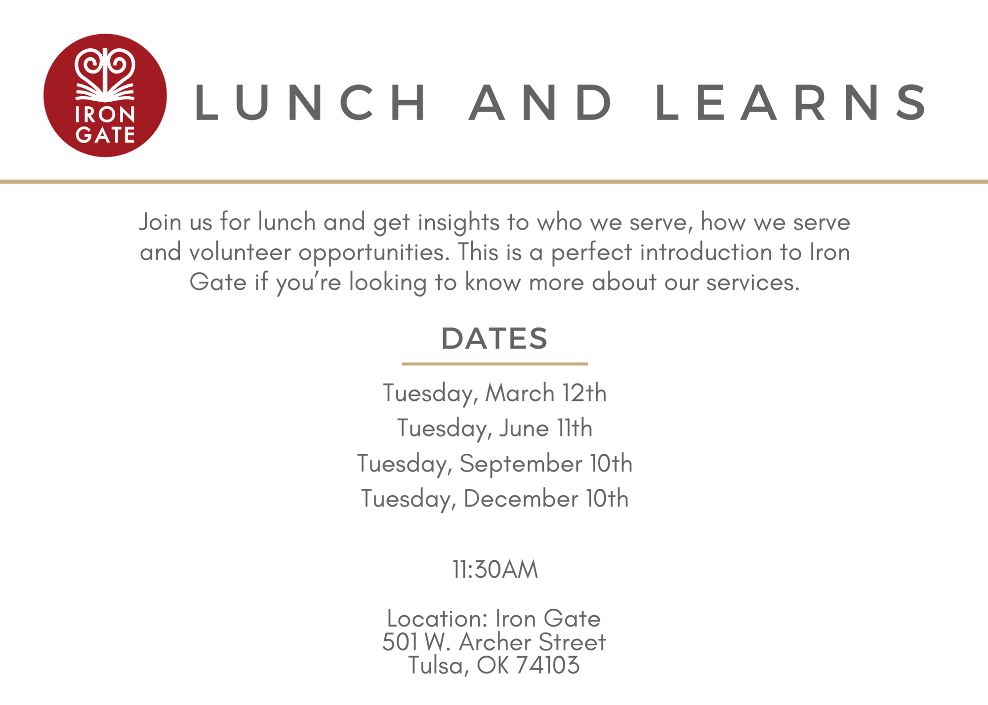 Iron Gate Lunch and Learns — Iron Gate Tulsa