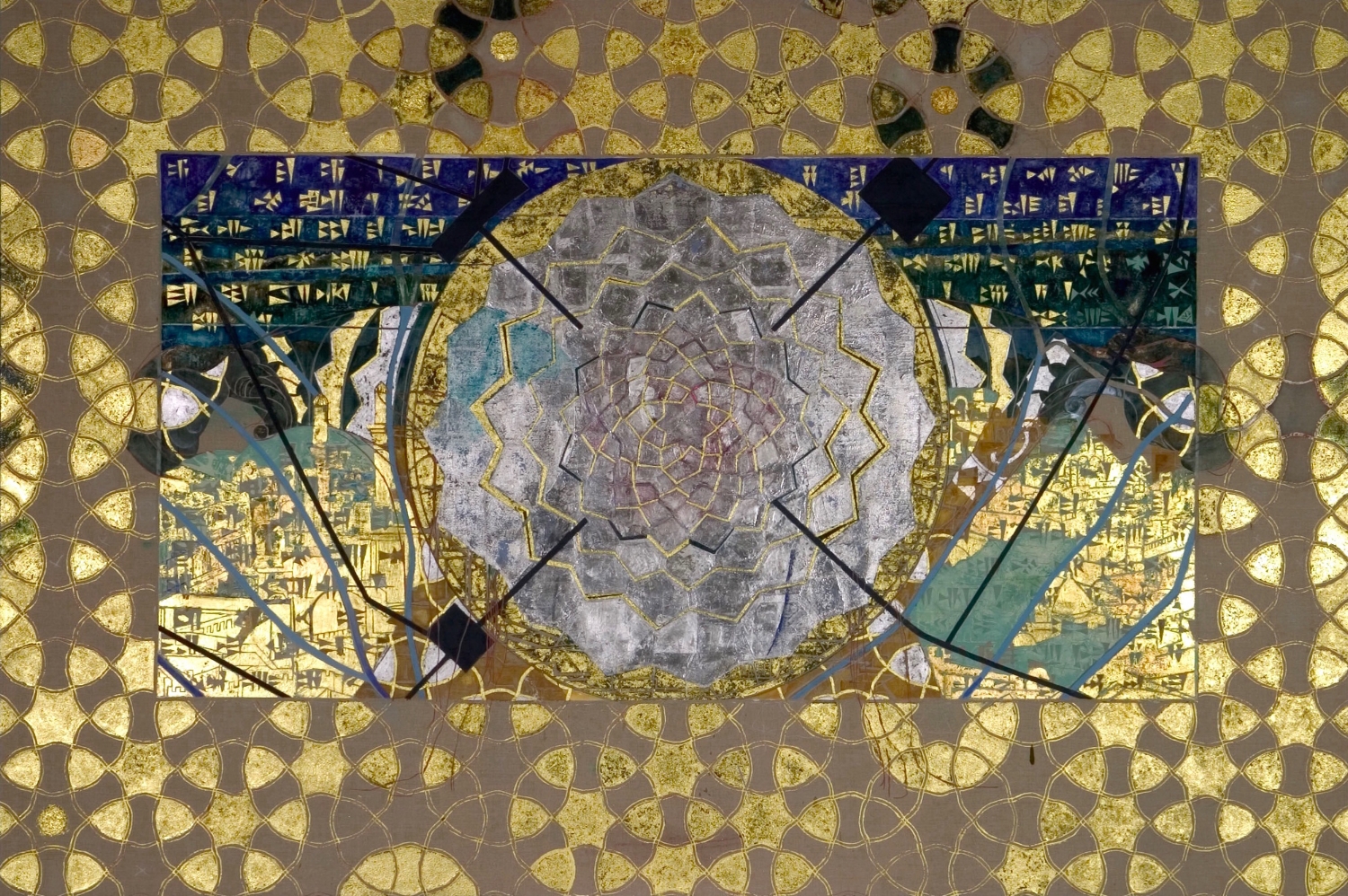 22 karat gold leaf, palladium leaf, & 23½ moon gold
