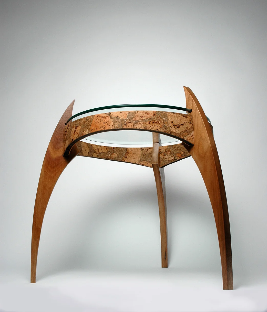  Table created for a school project in 2006: walnut, bent wood laminate, cork 
