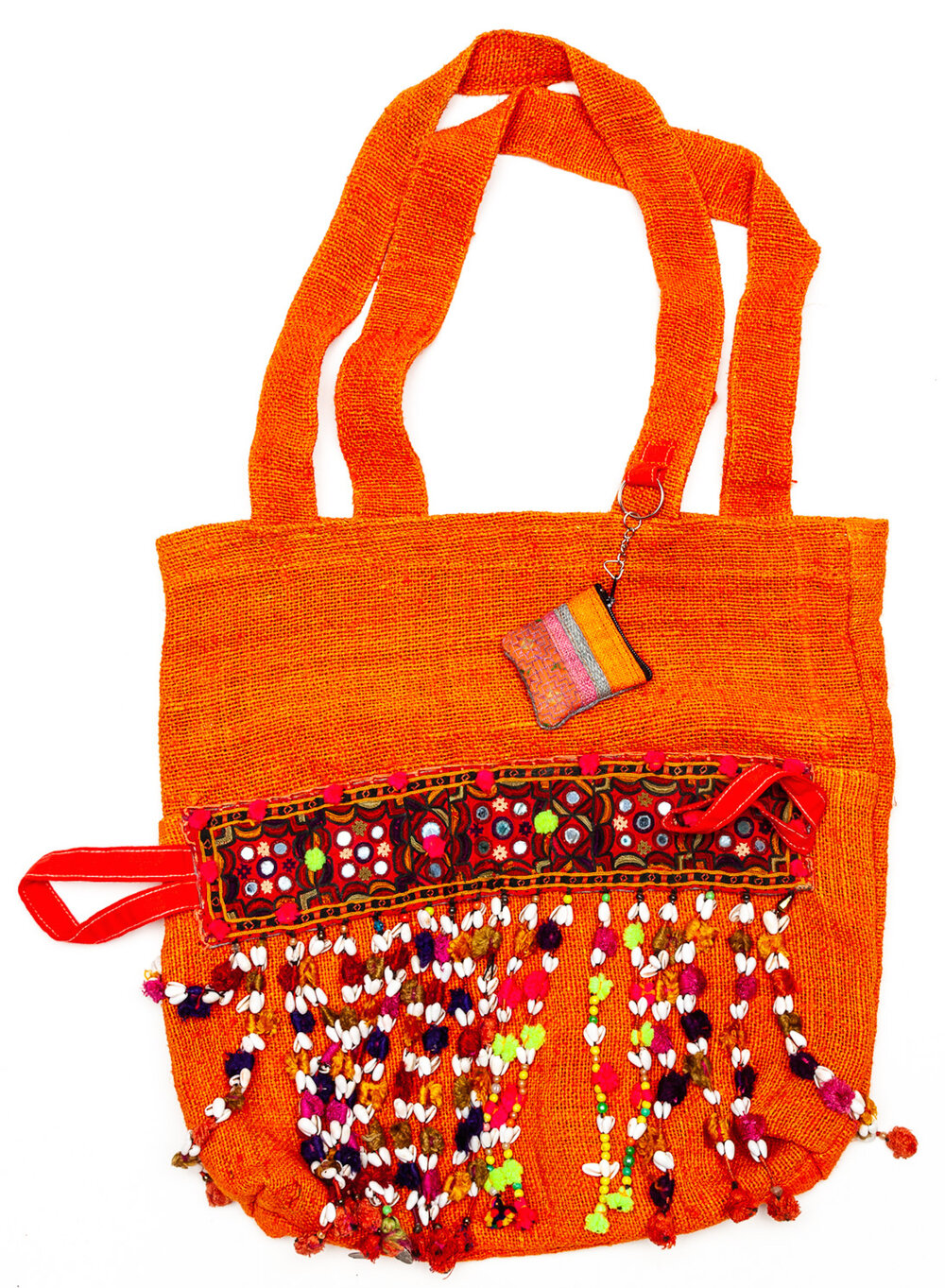 Lilla P, Bags, 78 Lilla P Bohemian Indian Tote Bag Fringed Boho Purse  Metallic Green Orange