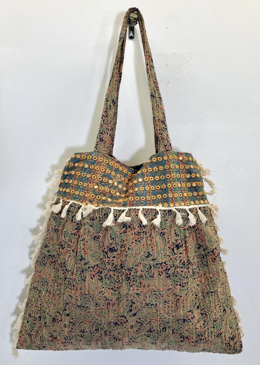 Unbranded, Bags, Boho Fabric Hobo Handbag Reversible Mixed Media Stripes  Paisley Checks Floral