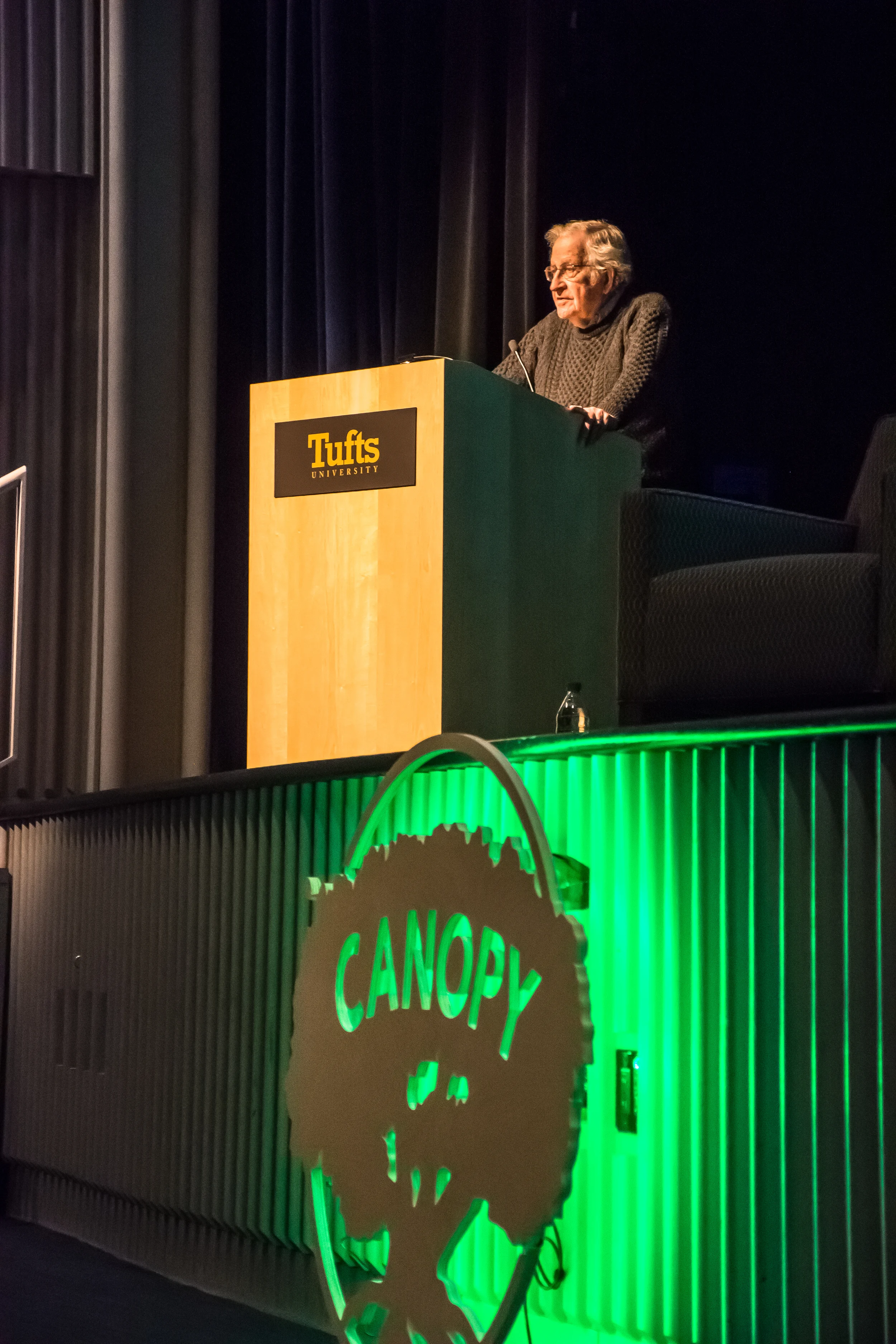 Noam Chomsky addressed the crowd at the very first Canopy Social Impact Series event.