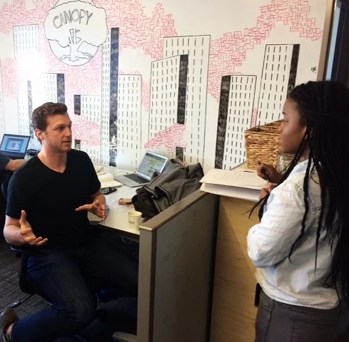 Pillar Technologies cofounder Alex Schwarzkopf, a winner of the FORBES for-profit Change the World Competition, mentored local high school students at Canopy preparing for a mobile app development competition.