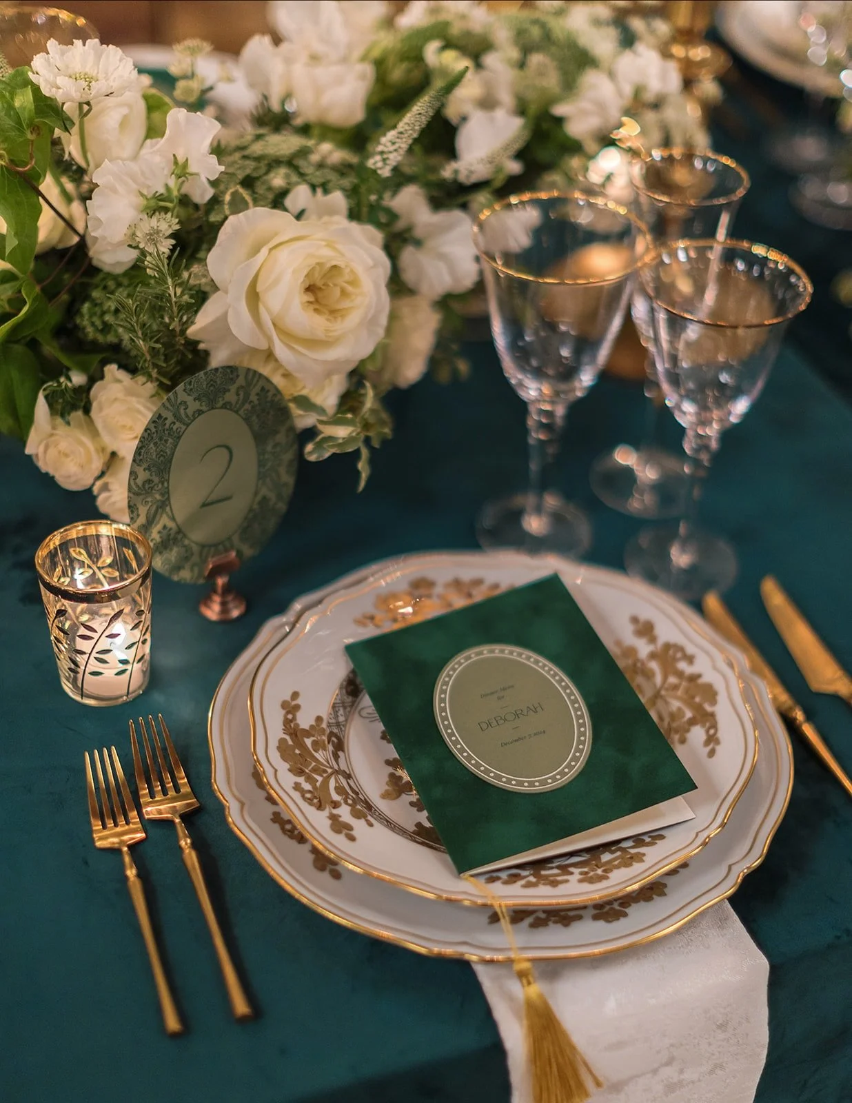 When your design brief says elegant but your heart says bold.

This emerald dreamscape came to life in layers &mdash; velvet textures, gilded accents, and candlelight that shimmered like liquid gold. Because subtle is nice, but this? This is unforget
