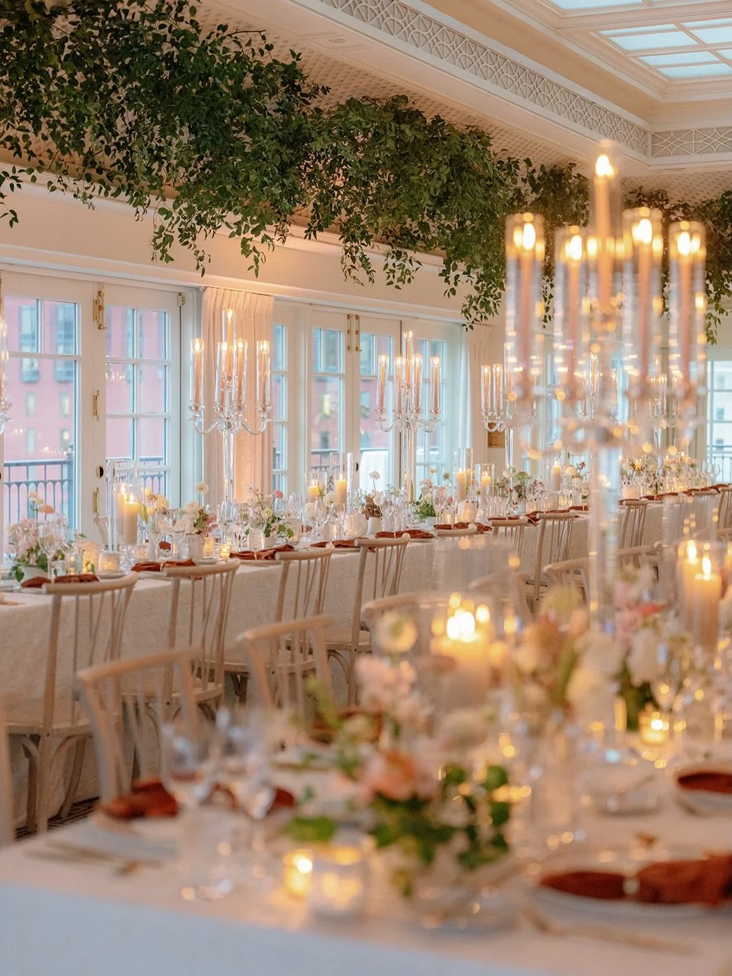 We weren&rsquo;t given a conservatory &mdash; so we designed one.

For Olivia and Trevor&rsquo;s Hay-Adams wedding, we created the illusion of a garden under glass, introducing greenery woven through a custom lattice ceiling. A soft, romantic palette