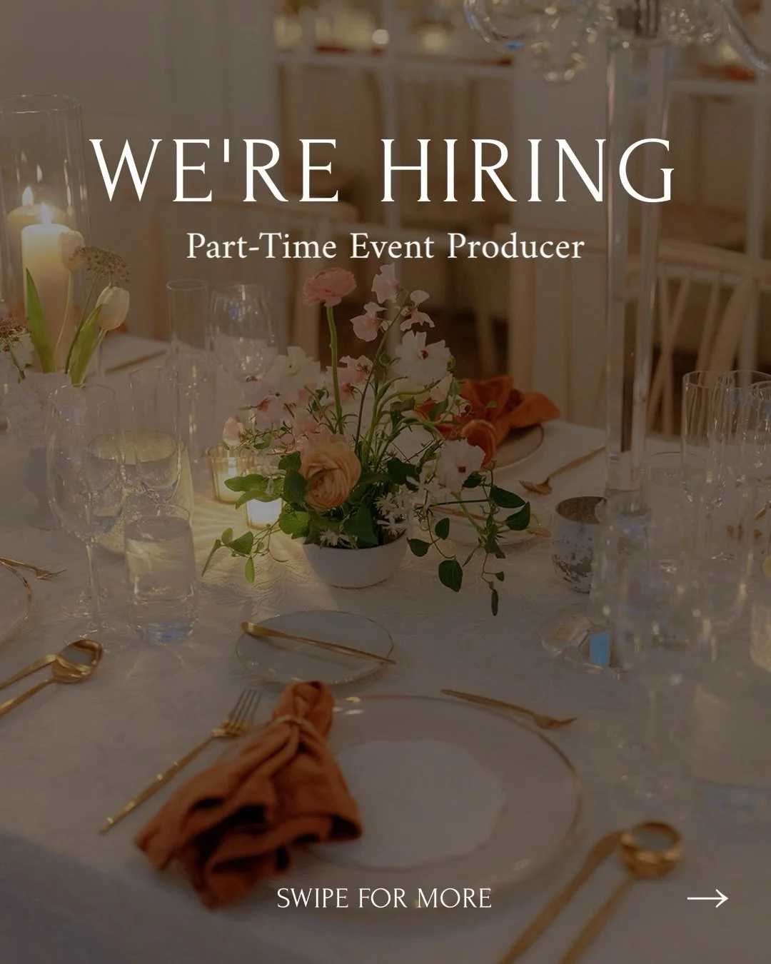 We&rsquo;re hiring! ✨ We&rsquo;re seeking a passionate, detail-oriented part-time event planner to join our team.

Must be based in the DC area with a minimum of 1 year of experience producing weddings or social events.

Swipe for more details and ho