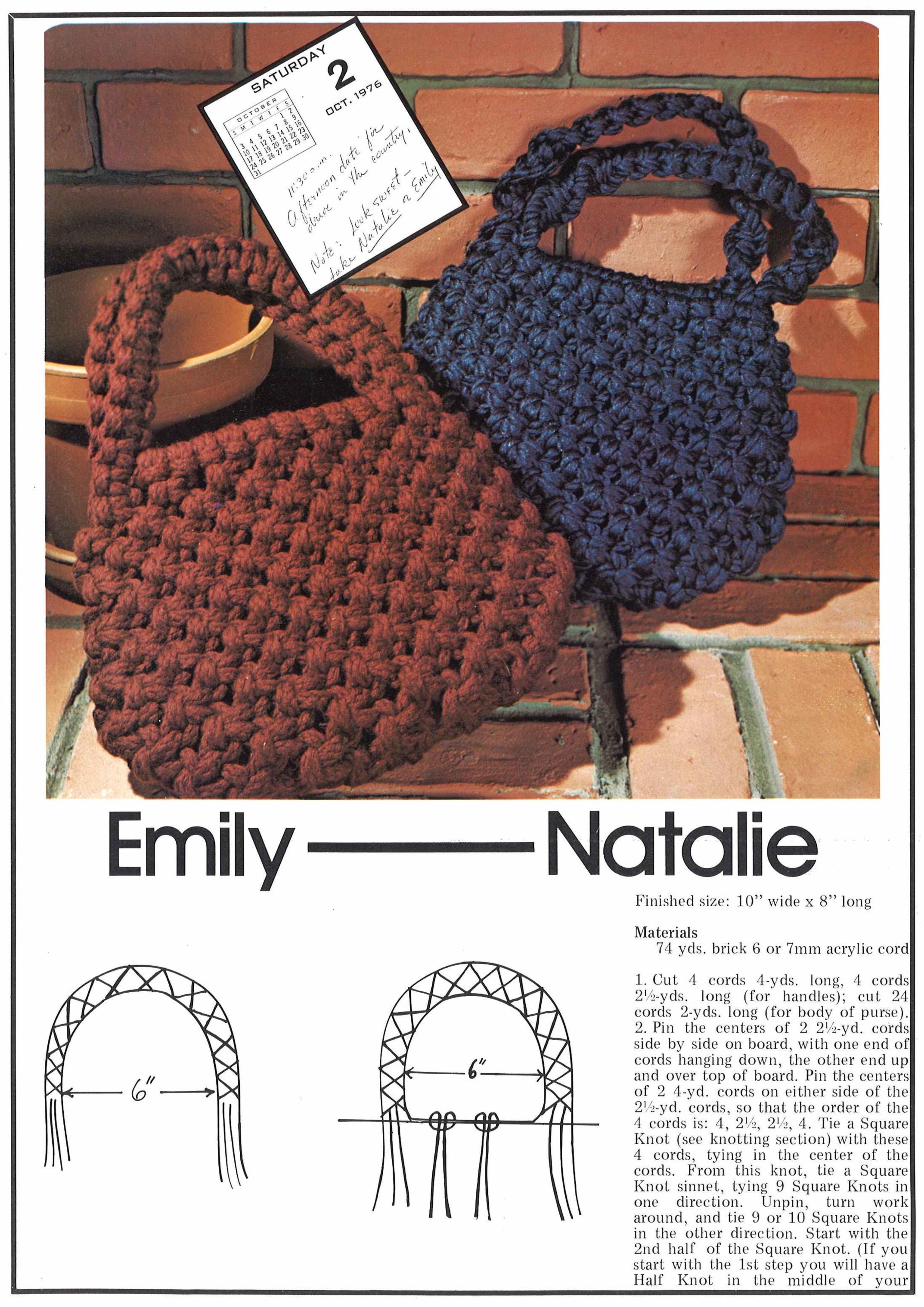 Purse Trio \u2022 1970s Macrame Bags Handbag Designs Boho Purses Tote Patterns \u2022 Bag How To Instruction Pattern Book 70s Vintage  \u2022 Retro PDF