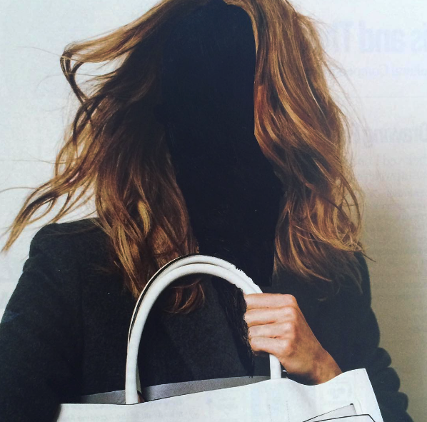 Shopper, acrylic on magazine