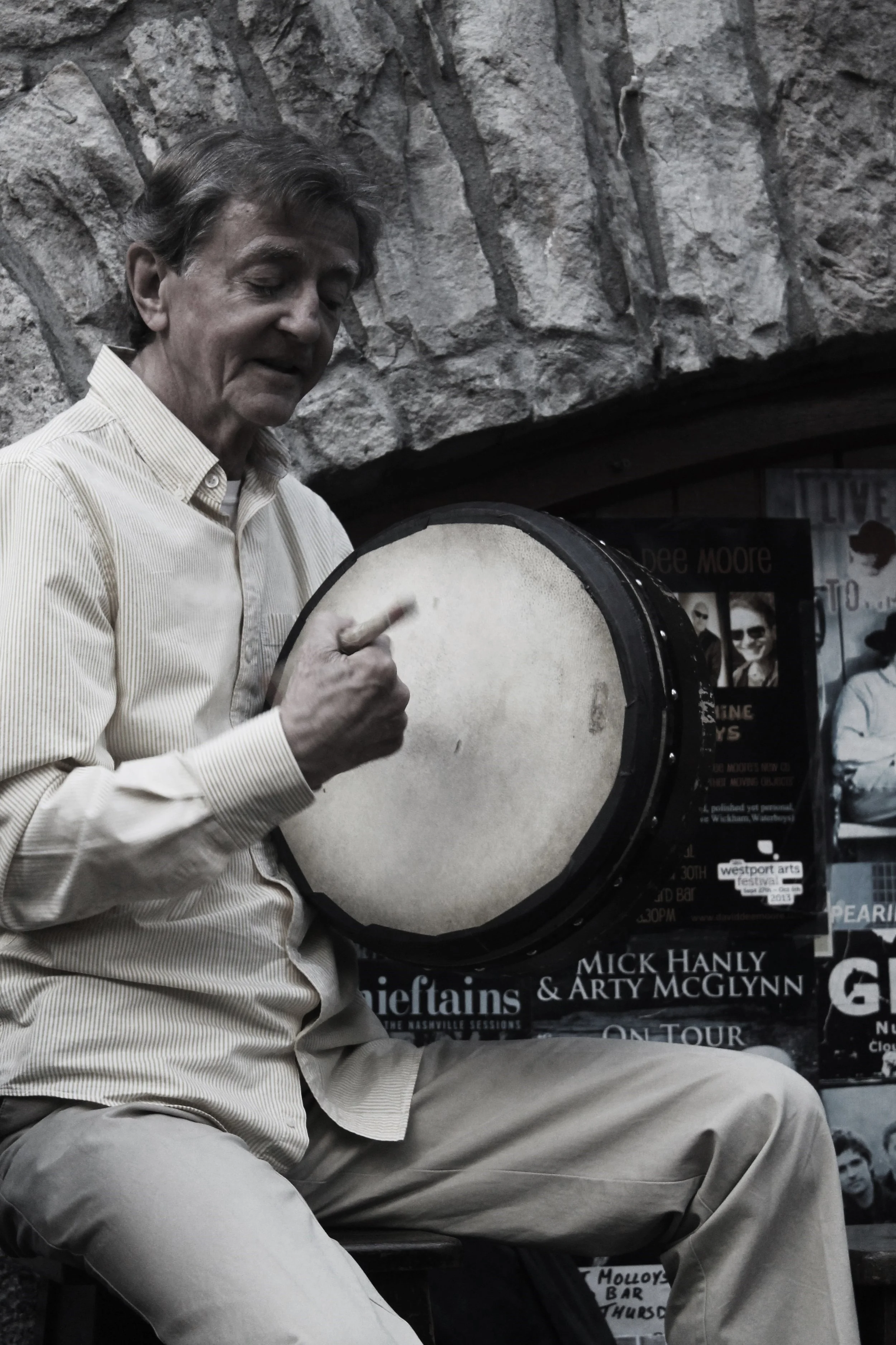  Kevin Conneff of The Chieftains playing in Matt Molloy's Yard Bar 
