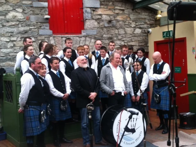  Brian Masterson recording with Matt Molloy and The Clew Bay Pipe Band in Matt Molloy's Yard Bar 