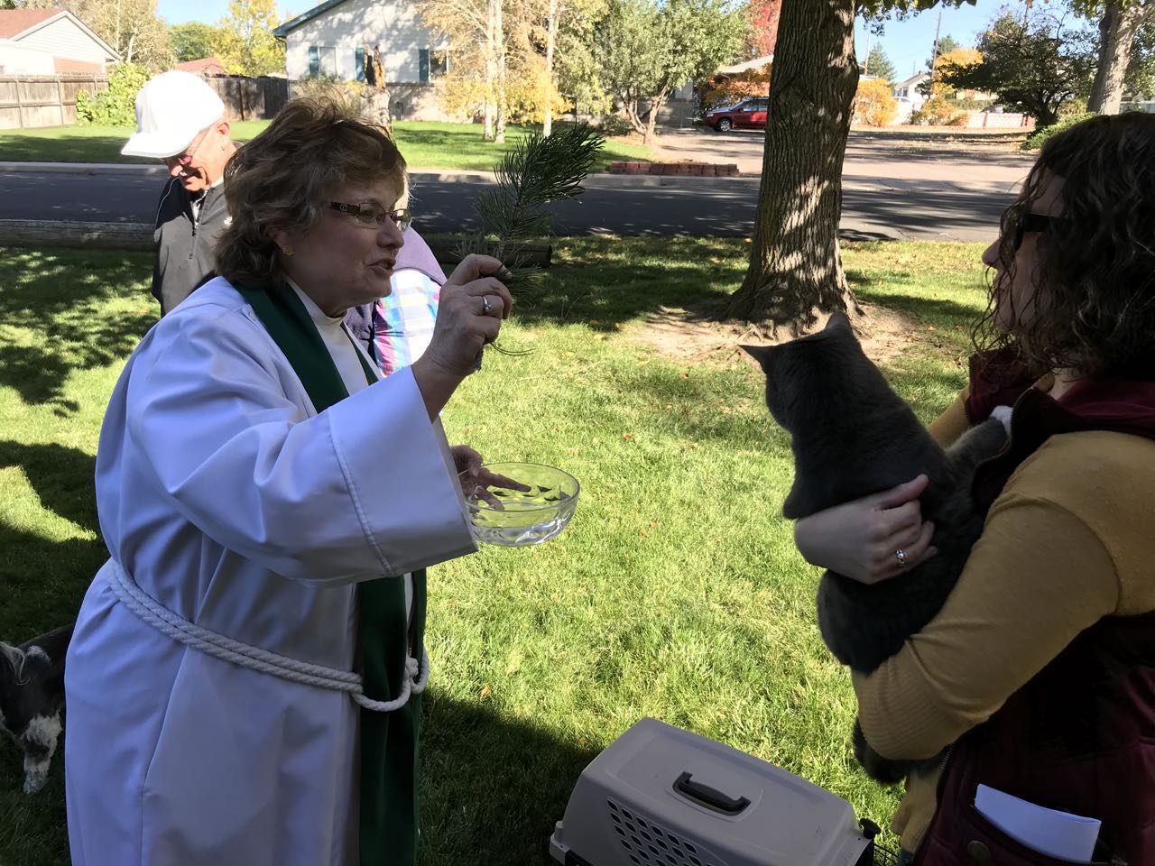 Jen Keefer and cat at pet blessing 2017.jpg