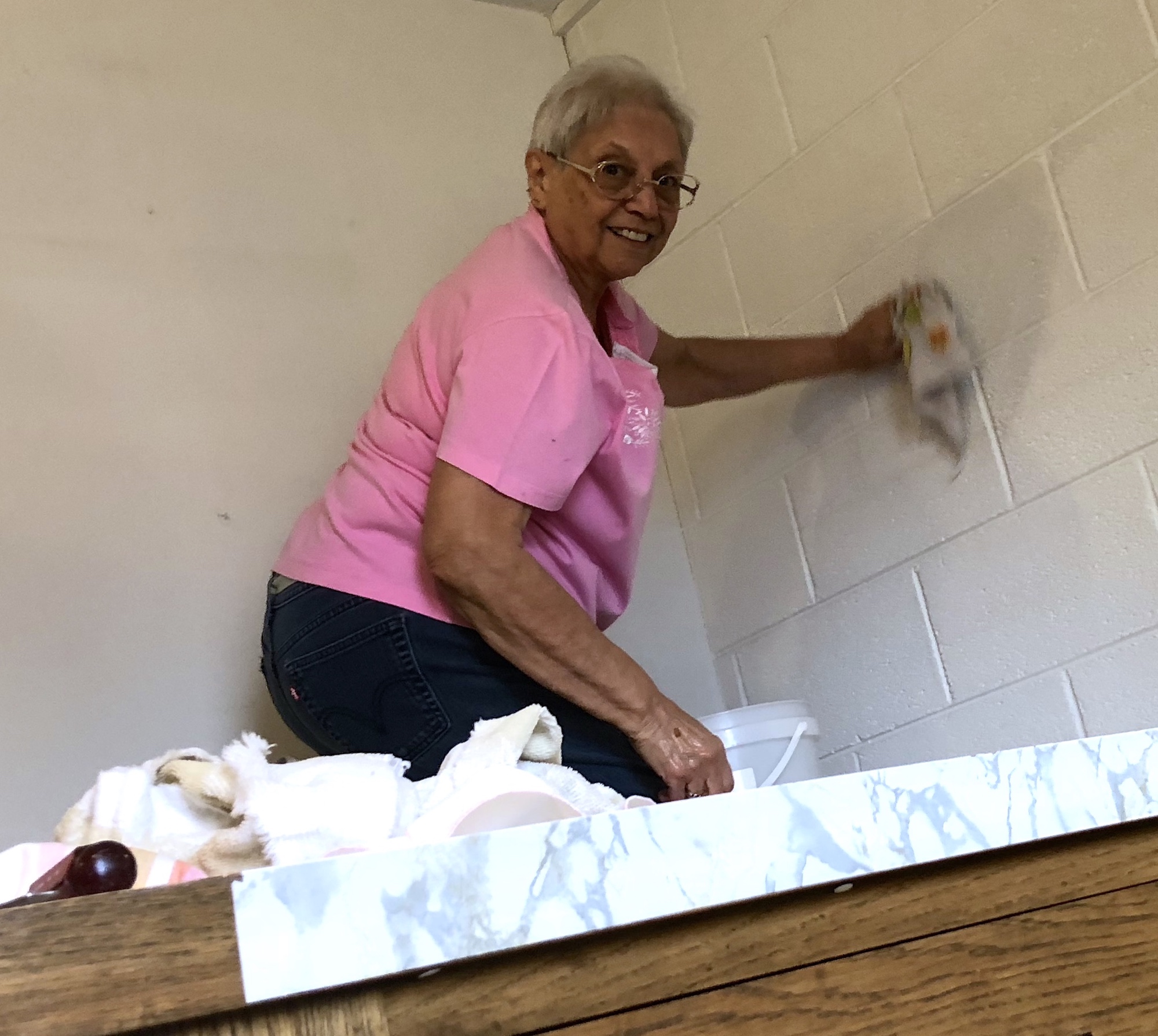 Rose Applegate in the sacristy.JPG