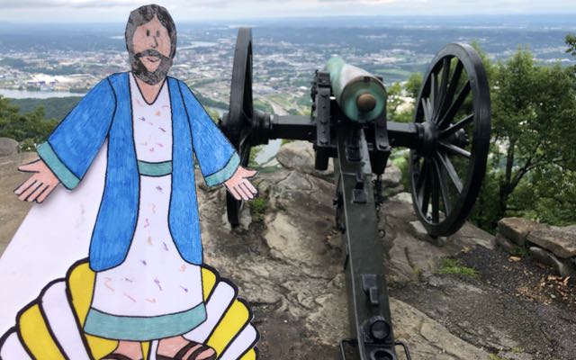 Inspecting Civil War cannons on Lookout Mountain, outside Chattanooga.